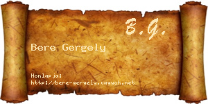 Bere Gergely névjegykártya